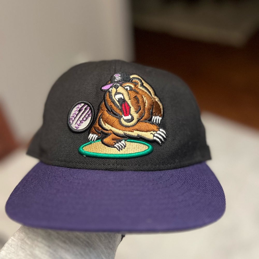 Fresno Grizzlies Hat Fitted 7 1/4 Black Wool Minor League Baseball Mens